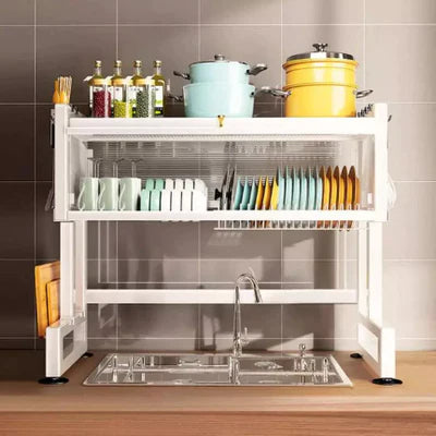 Rack escorredor de louça aço inox + tabua Amio de brinde Grandeza Brasil Branco 